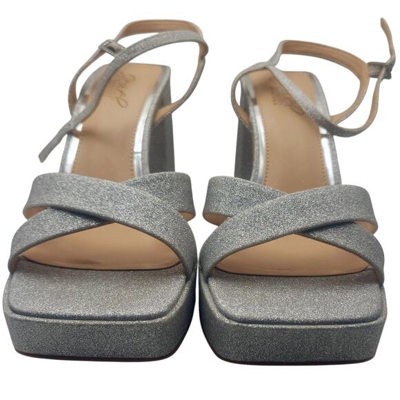 Jewel Badgley Mischka Shoes - NEW | Jewel Badgley Mischka Rainbow Chunky Platforms sz 9 Silver Glitter JW4628